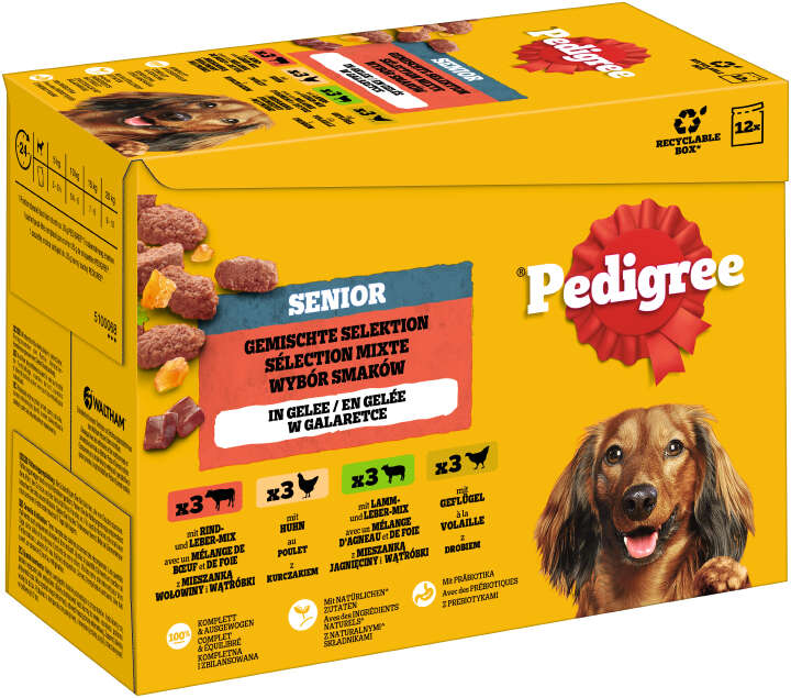 Pedigree Hunde-Nassfutter Senior Pouchbeutel in Gelee Gemischte Selektion